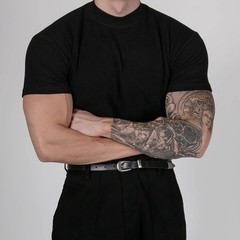 Knitted Short Sleeve T-Shirt for Men Half High Neck Regular Length Top