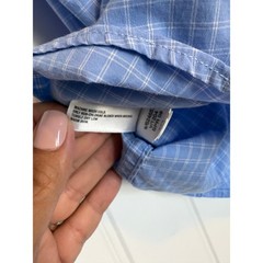 Gap Mens Blue White Grid Pattern Button Down Shirt Long Sleeve Cotton Size L