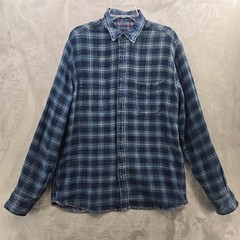 Faherty Size Large Reversible Plaid Flannel Shirt Blue Red Indigo Cotton