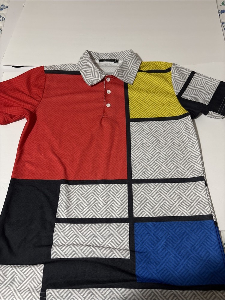 SIIMHWRSS Deep Multi Pattern Striped All Over Print Polo Shirt