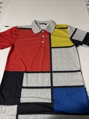 SIIMHWRSS Deep Multi Pattern Striped All Over Print Polo Shirt