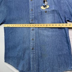 Bill Blass Mickey Denim Shirt Mens X-Large Blue Chambray Button Disney Workwear