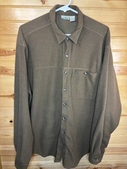 Vintage L.L. Bean Polyester Button Up Shirt Large Unisex Brown Made in USA 90s