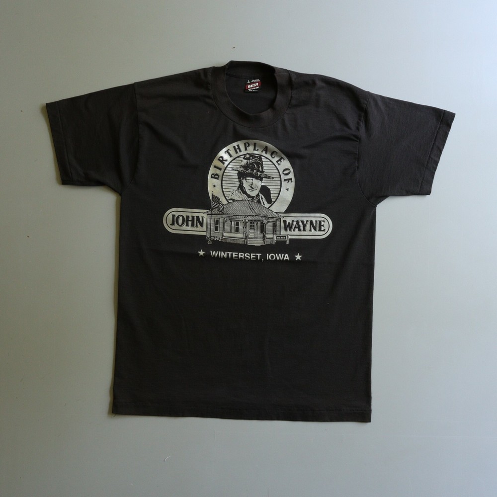 Vintage John Wayne Metallic Print T Shirt Single Stitch