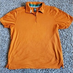 Men’s Large The North Face 1/4 Zip Polo Shirt orange short sleeve tee T-shirt