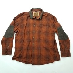 Outdoor Life Plaid Elbow Pad/Patch Long Sleeve Button Rustic Hunting Work Shirt