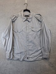 Rocawear Military Utility Shirt Mens 2XL Gray Cotton Epaulettes Zip Pocket Flap