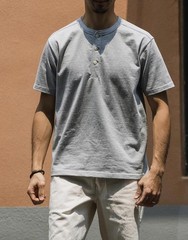 Bronson Men Worker’s T-Shirt Basic Short Sleeve Henley Shirts Cotton Casual Tops