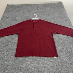 LL Bean Henley Mens M Red Cotton Wool Blend Long Sleeve Outdoor Gorpcore Casual