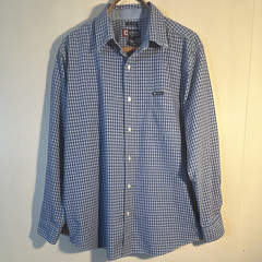 Chaps Men’s Easy Care Blue/White Check Long Sleeve Button-Down Shirt XL
