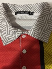 SIIMHWRSS Deep Multi Pattern Striped All Over Print Polo Shirt