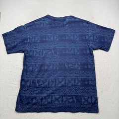 Gecko Hawaii Shirt Mens XL Blue All Over Print Geometric Graphic Tee Made USA