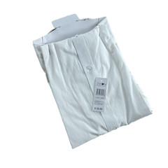 Tayion Collection Men’s Blue Trim Solid Dress Shirt, White, 15-15.5 in, 32-33