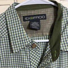 ExOfficio size large plaid button down shirt with ventilation