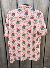 Men’s Full Send Button-Down Shirt Multicolor Roses Spell-Out XL Street Art City