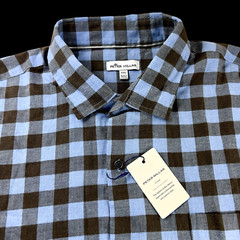 Peter Millar Crown Sport Lightweight Cotton Gingham Check Long Sleeve Shirt 2XL