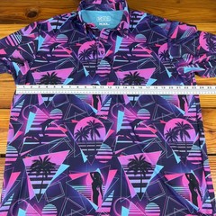 Lofty Llama Miami Slice Performance Polo Shirt Men’s 2XL Retro Vaporwave Golf
