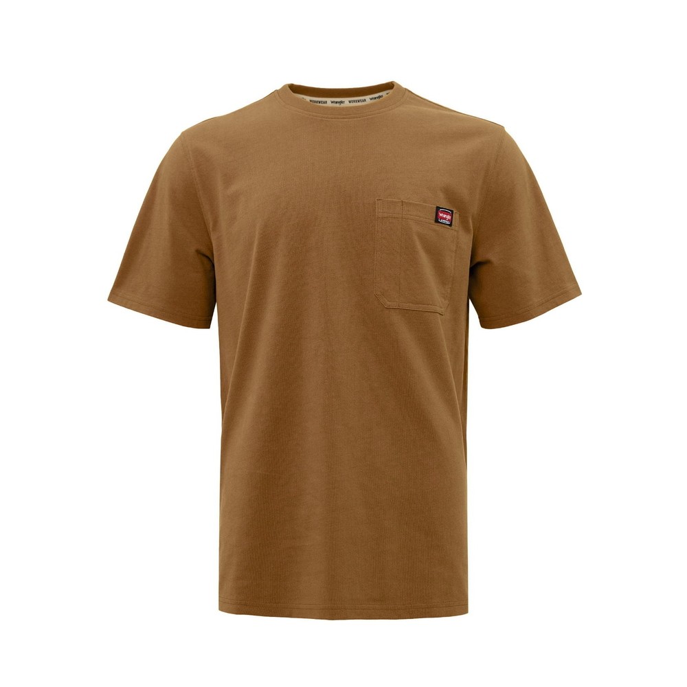 Wrangler Workwear Men’s Short Sleeve Heavyweight Pocket Crew Work Shirt Duck 3XL