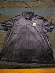 $99…True Religion size XL Ribbed Velour Polo Shirt Eclipse Blue.