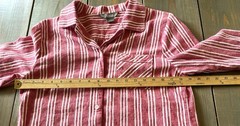 Natural Reflections Striped Button Down Shirt Red White Medium 100% Cotton