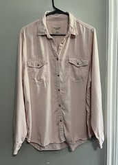 American Eagle Outfitters Pink Solid Twill Lyocell Button-Up Pockets XL