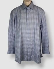 Stefano Ricci Men’s Blue Plaid Button Down Dress Shirt Size 17.5 / 44