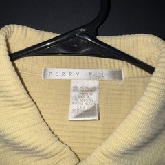 Men’s Large Perry Ellis Modal Polyester Beige Solid Short Sleeve Button-Up Shirt