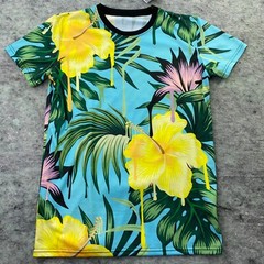 Tropical Mens Shirt Small Blue Melting Flowers Island Jungle All Over Print