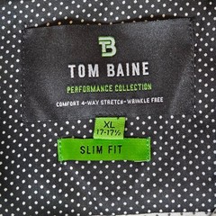 Tom Baine Performance Collection Shirt XL Slim Fit Polka Dot Button Front NWT