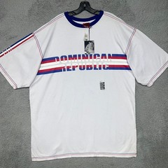 NOS Bluez Dominican Republic T Shirt 2XL XXL White Flag Patch 2-Side Tee NWT VTG