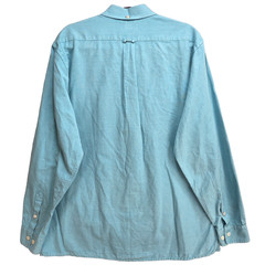 Carbon 2 Cobalt Linen Silk Button Down Shirt Mens L Long Sleeve Robin Egg Blue