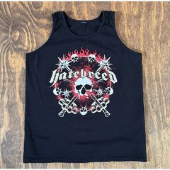 Hatebreed Tank Top Black Skull Flame Graphic Metalcore Hardcore Band Shirt