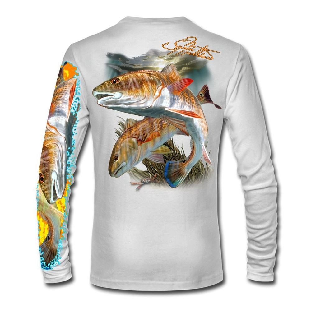 Men’s “Redfish” Comfortable Fishing Shirt-UPF 50+ Xtreme-Tek Interlocking Fab…