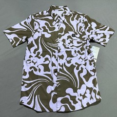 Fox Ranger Button Down Shirt Mens Small Olive Green Lavender Psychedelic Swirl
