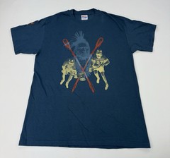 VTG 1997 Real LAX Lacrosse Native American Double Sided Graphic T Shirt 90s L
