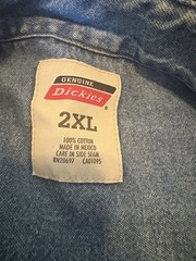 Dickies Denim Chambray Button Up Work Shirt Men’s 2XL Blue 100% Cotton