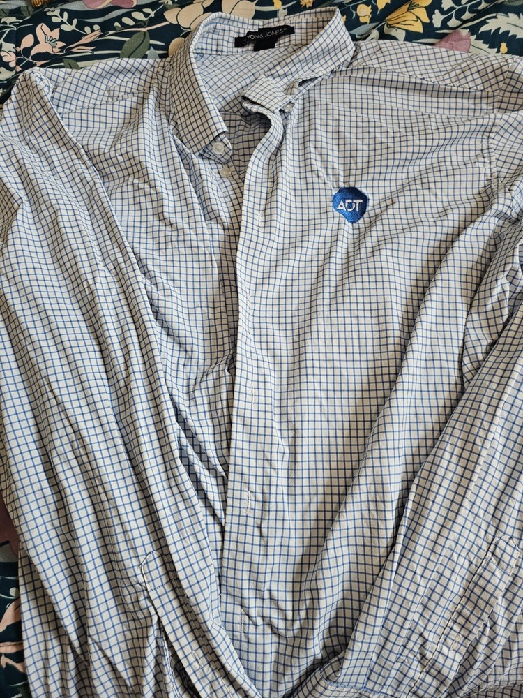 Executive ADT Checkered Long-Sleeve Button Down Shirt Size 2XL