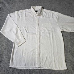 Michael Brandon Mens L Button Down Shirt White Long Sleeve Hidden Placket Pocket