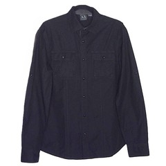 A|X Armani Exchange Men’s Jet Black Shirt Button Down Long Sleeve Roll Tab Sz S