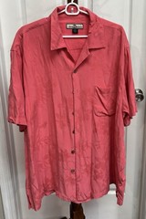 Tommy Bahama Men’s XXL Coral Salmon 100% Silk Short Sleeve Button Up Shirt