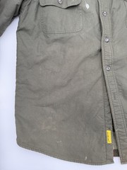 Stanley Mens L Olive Green Flannel Lined Barn Work Shirt Jacket Chore READ