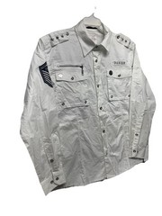 Parish Nation Shirt Mens Embroidered Y2K Hip Hop Grunge Plaid Button Down Sz 2XL