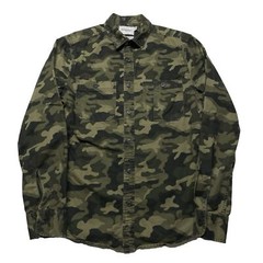 Camouflage Button Up Shirt Men’s Small Camo US Army Military Design Hipster Y2K