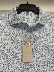 Peter Millar Crown Summer Comfort Performance All Over Logo Polo Shirt L $115