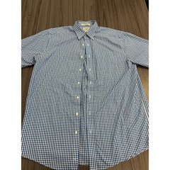 LL Bean Men’s Wrinkle Resistant Shirt Blue White Gingham Check L Tall Cotton