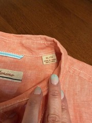 Tommy Bahama 100% Linen Shirt Mens XL Short Sleeve Coral button up Resort Beach