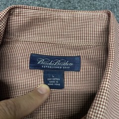 Brooks Brothers Maroon Micro Houndstooth Button Down Shirt Made in USA Sz L EUC