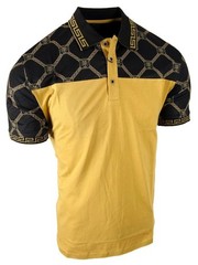 Mens Polo Shirt Designer Italian Luxury Stripe Shoulders Slim Fit Stretch Casual