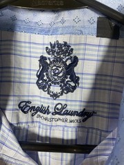 English Laundry by Christopher Wicks Plaid Blue Button-Up Shirt Preppy 17 34/35