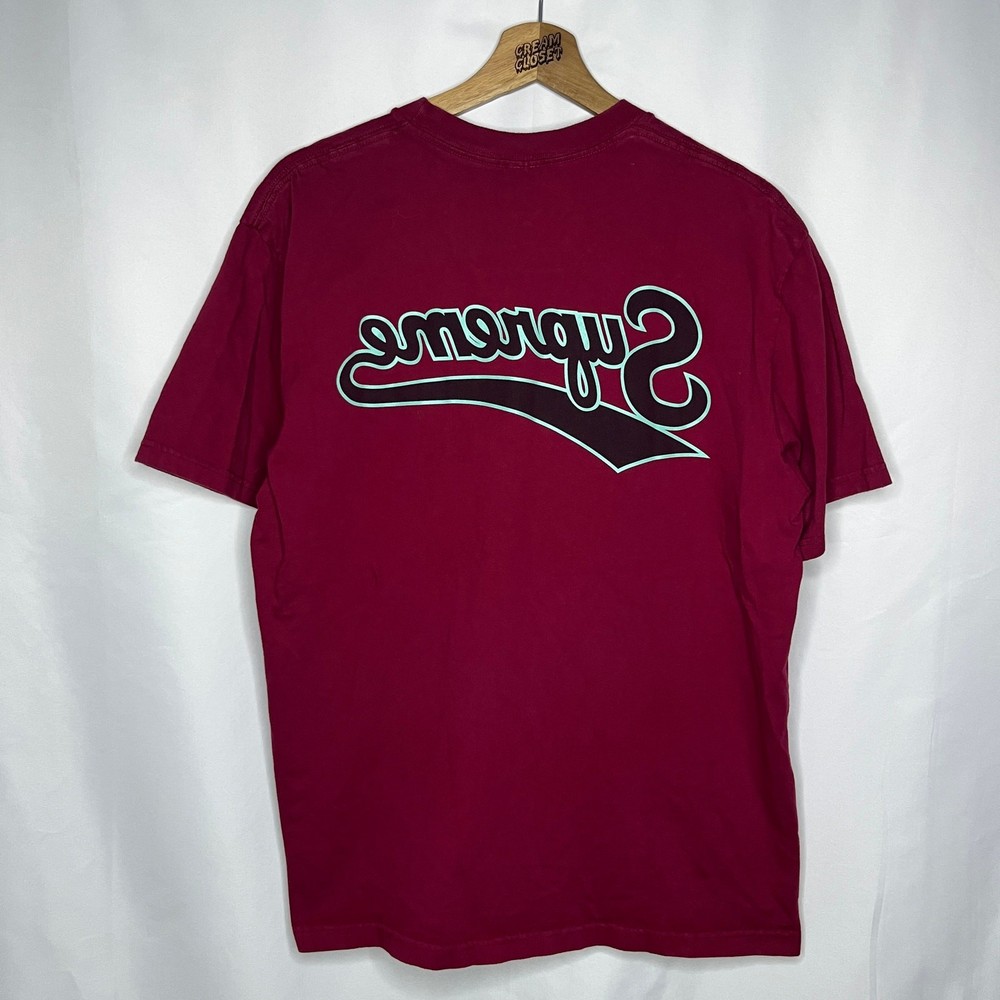 SS24 2024 Supreme NYC Reverse Backwards Script Tee in Cardinal M